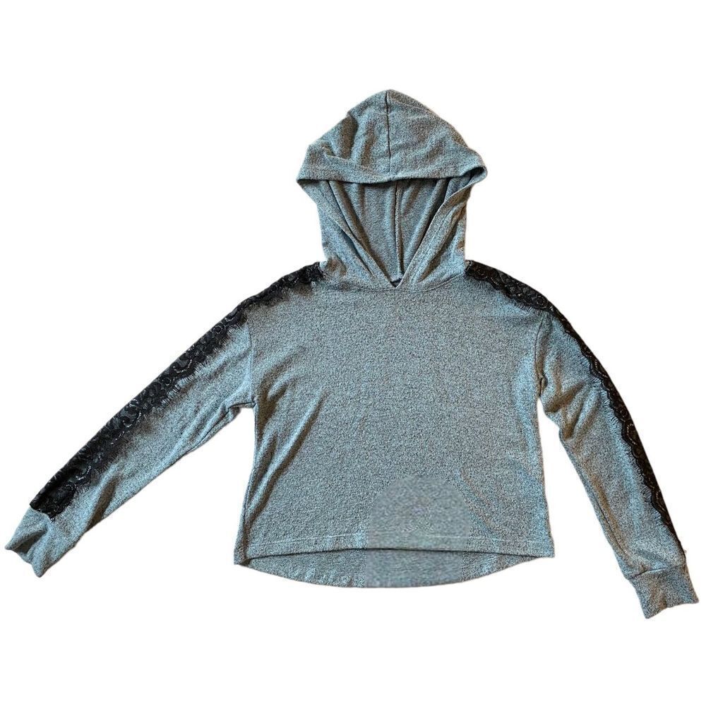 Justice Girl’s Long Lace Sleeve Hoodie Shirt Size 6/7